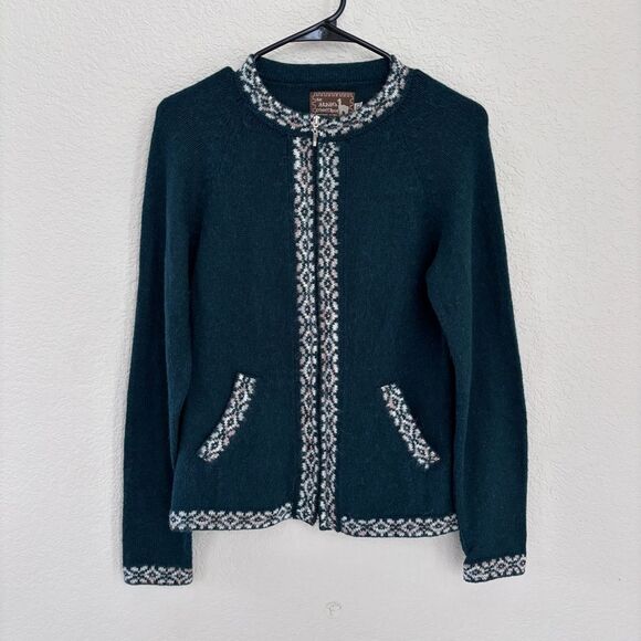 The Alpaca Connection Handmade Alpaca Teal Sweater Sz S - Picture 1 of 11